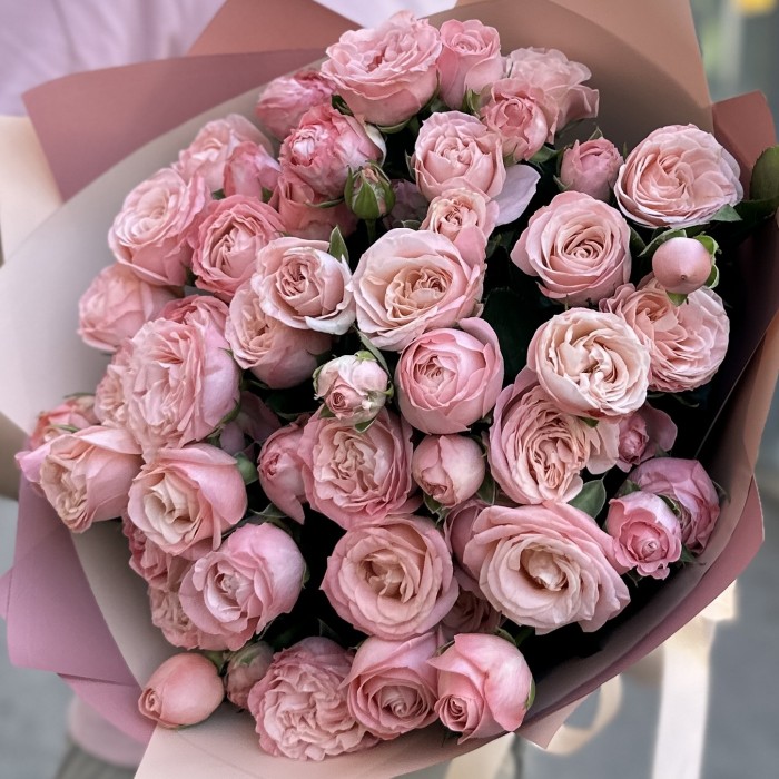 11 кустовых розовых роз Мадам бомбастик