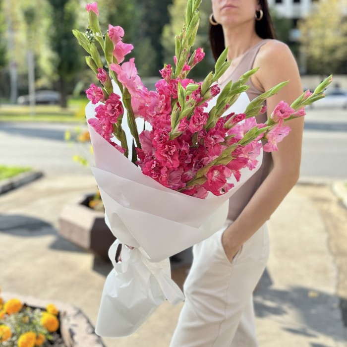 11 розово-малиновых гладиолусов