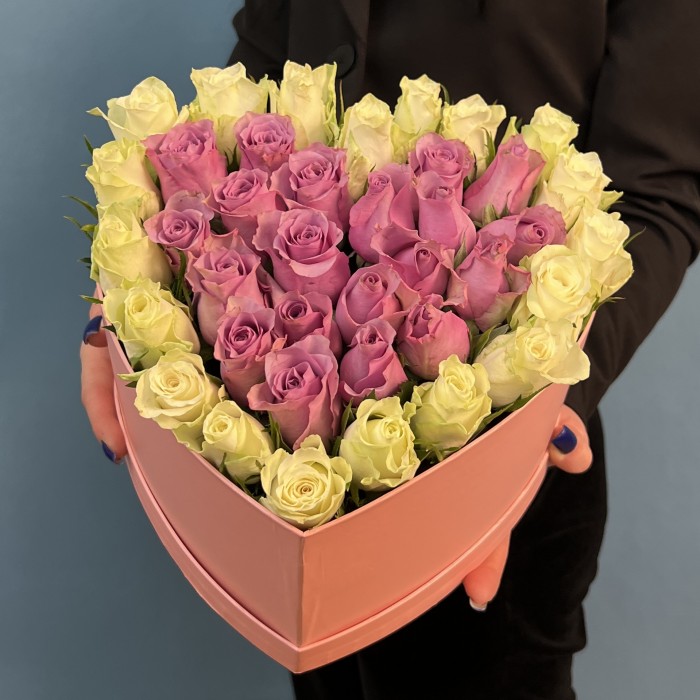 Коробка Сердце из Нежных Роз