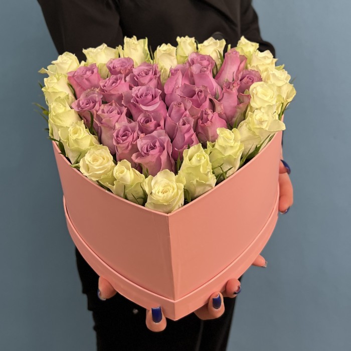 Коробка Сердце из Нежных Роз