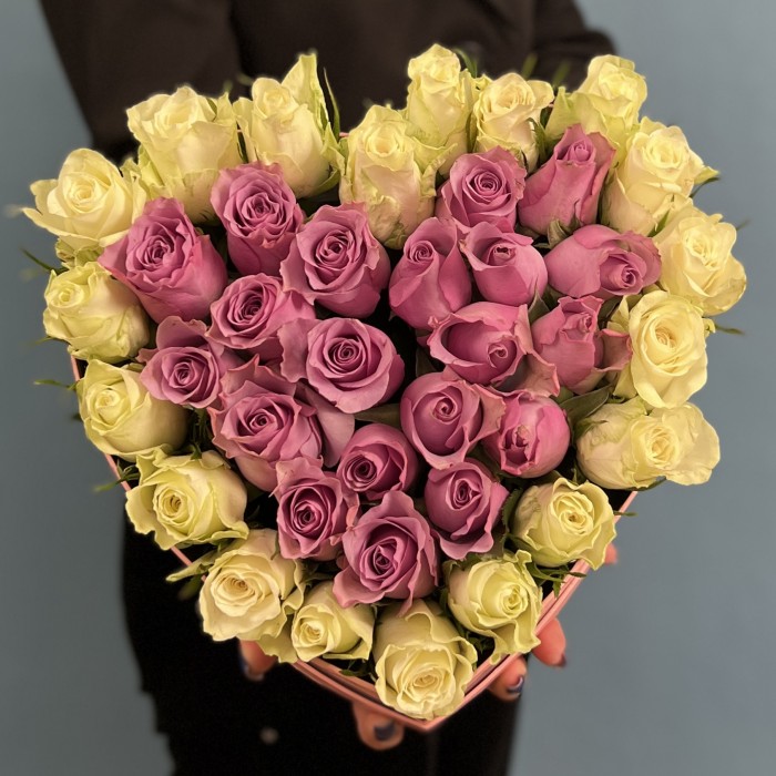 Коробка Сердце из Нежных Роз