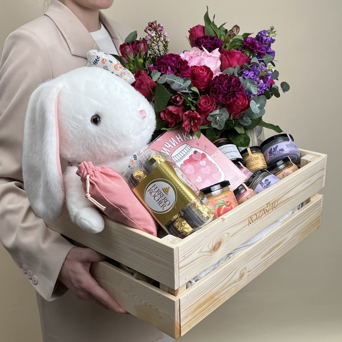 Букет дня в деревянном ящике Дивный Сад