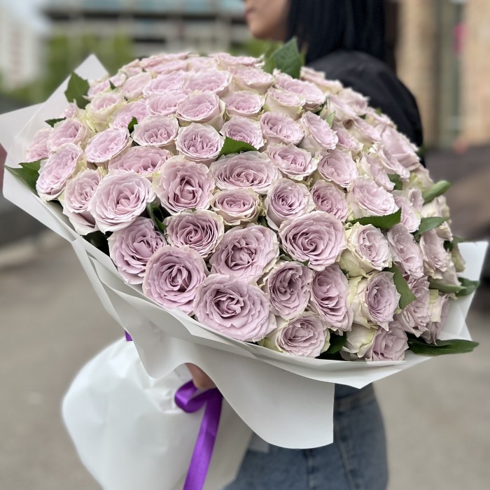 101 сиреневая роза 40 см