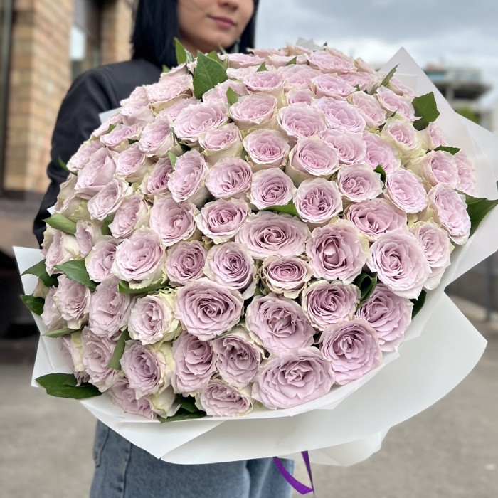 101 сиреневая роза 40 см