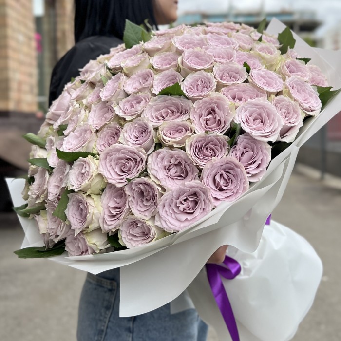 101 сиреневая роза 40 см
