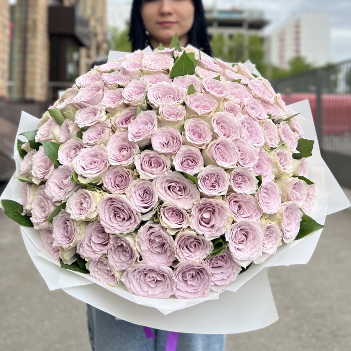 101 сиреневая роза 40 см