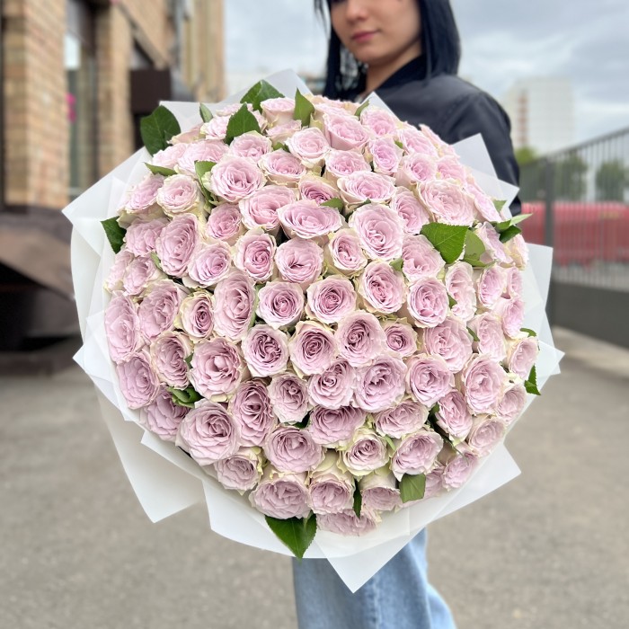 101 сиреневая роза 40 см