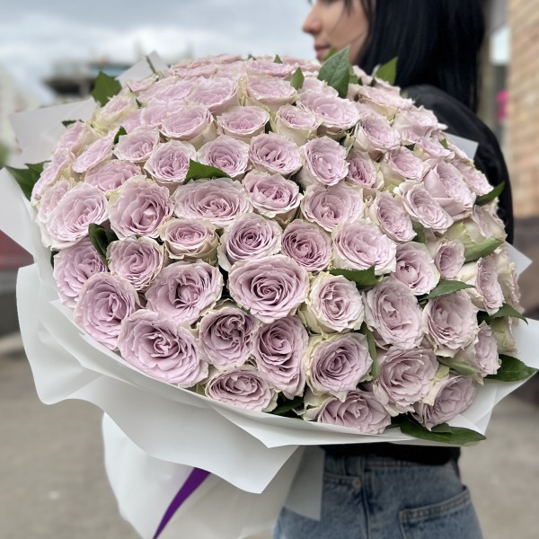 101 сиреневая роза 40 см
