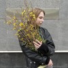 Интерьерный букет из Форзиции и эвкалипта