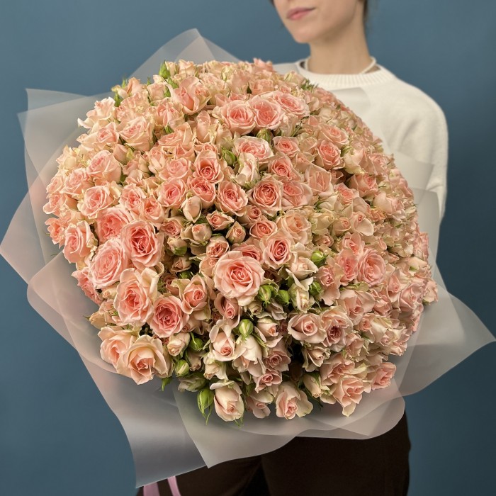 101 кустовая персиковая роза Свит Сара 50 см