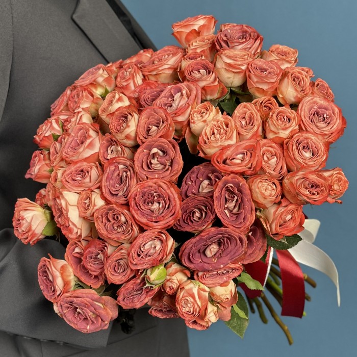 Кустовая Кирпично-белая роза Медия 40 см