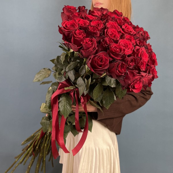 41 длинная красная роза 100 см
