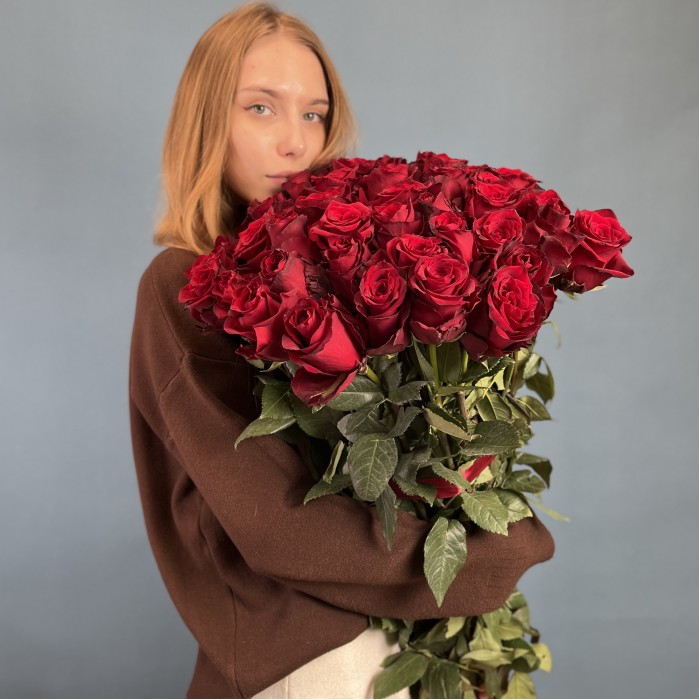 41 красная роза 130 см