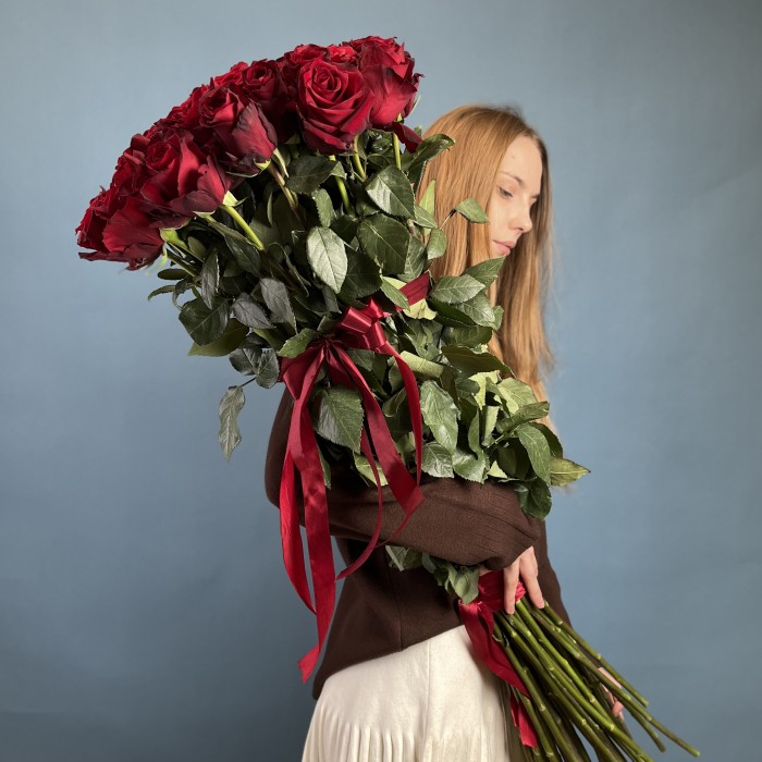 41 красная роза 130 см