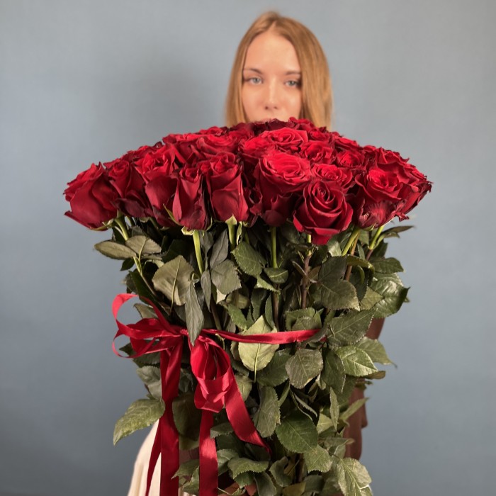 51 красная роза 130 см