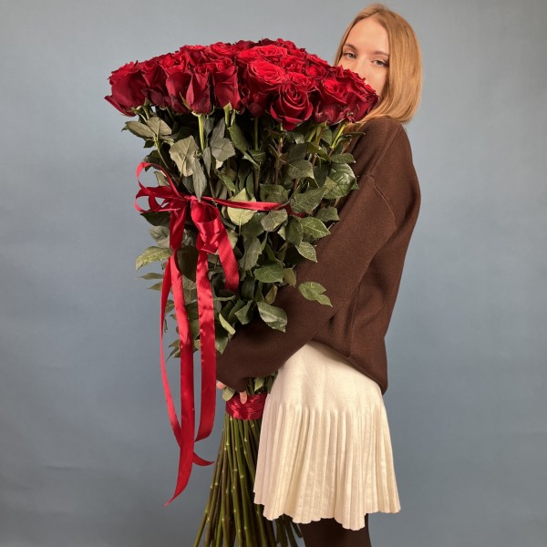 51 красная роза 130 см