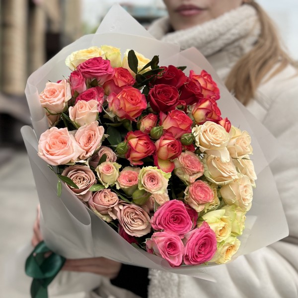 15 кустовых роз MIX