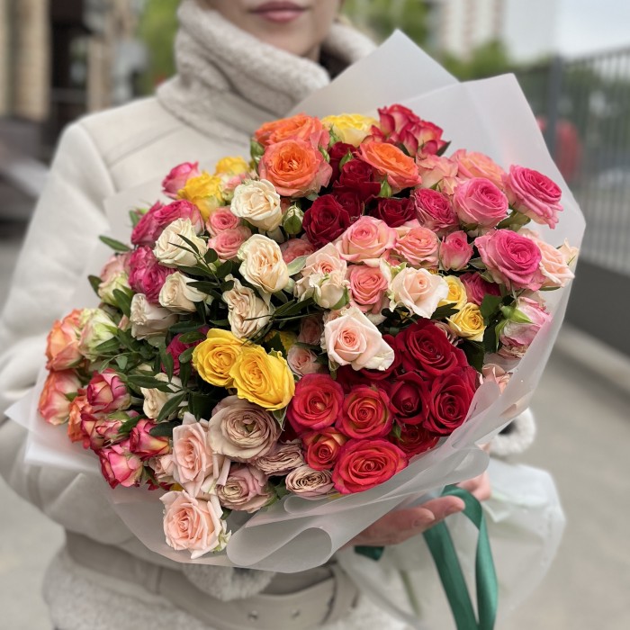 25 кустовых роз MIX