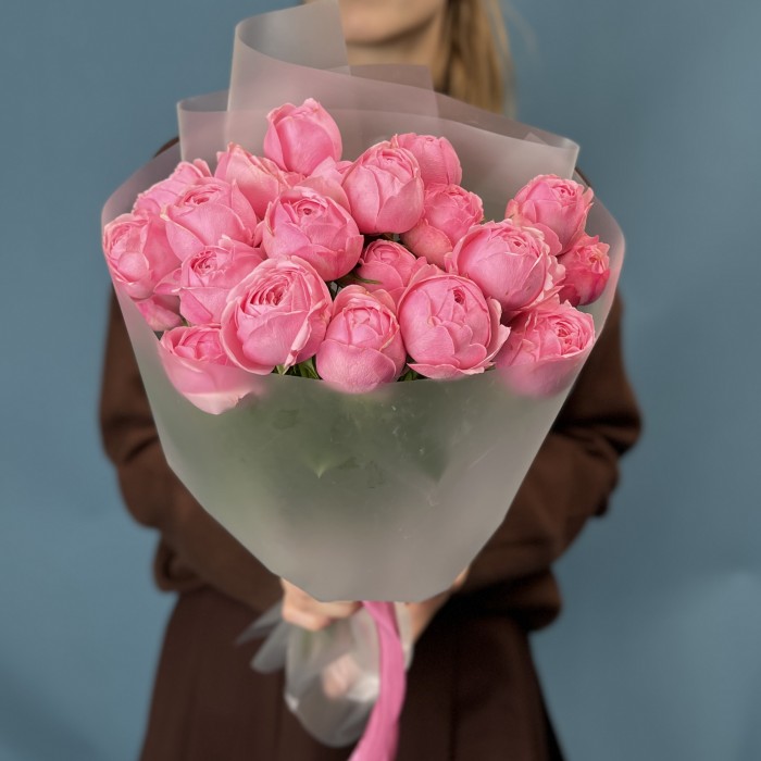 5 розовых пионовидных роз Мансфилд Пинк Парк 40 см