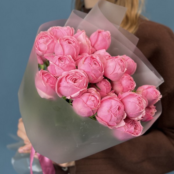 5 розовых пионовидных роз Мансфилд Пинк Парк 40 см