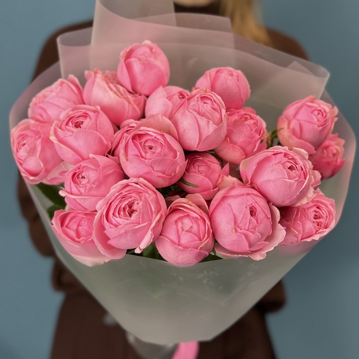 5 розовых пионовидных роз Мансфилд Пинк Парк 40 см