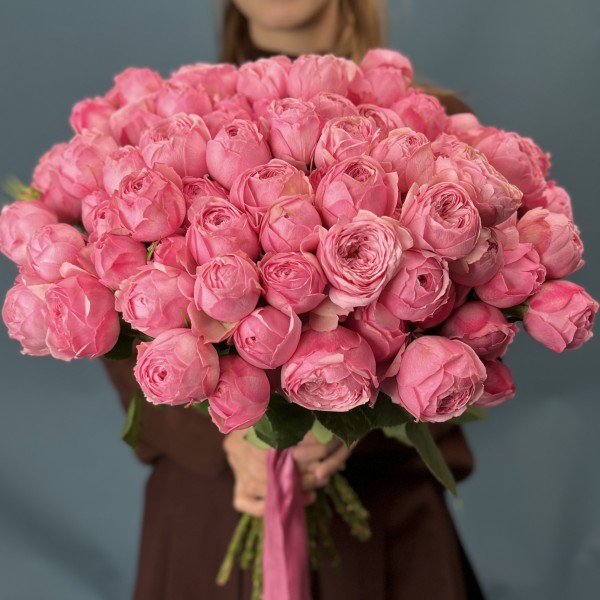 Кустовая пионовидная роза Мансфилд Пинк Парк 40 см