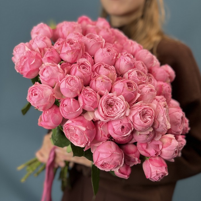 Кустовая пионовидная роза Мансфилд Пинк Парк 40 см