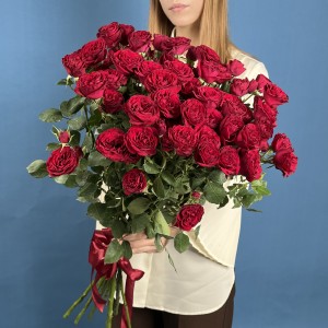 11 кустовых пионовидных роз Ред Трендсеттер 70 см