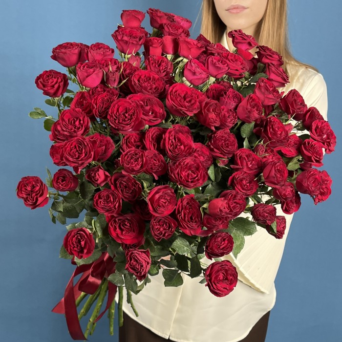 15 кустовых пионовидных роз Ред Трендсеттер 70 см