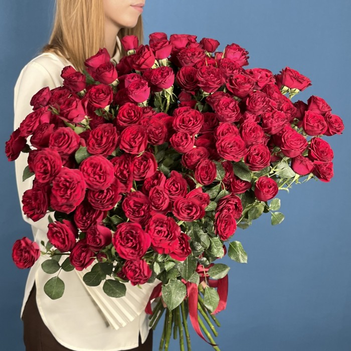 Кустовая пионовидная роза Ред Трендсеттер 60 см