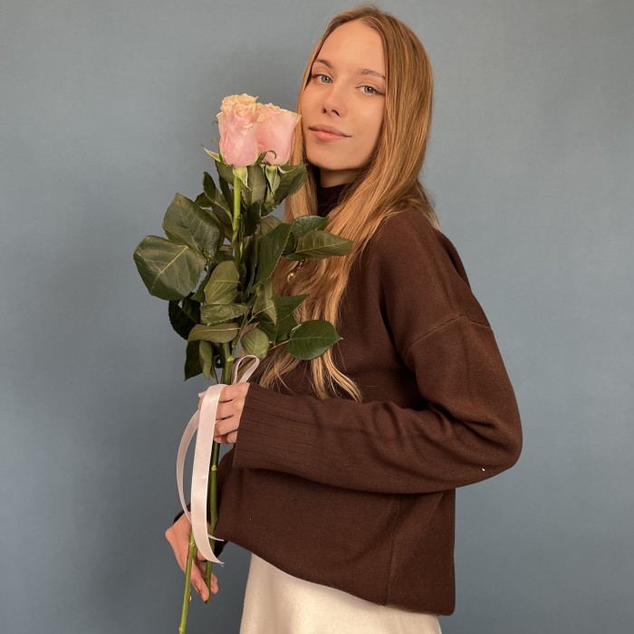 3 розы Пинк Мондиаль 60 см