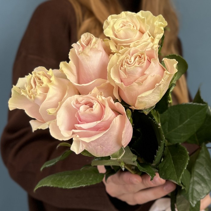 5 роз Пинк Мондиаль 50 см