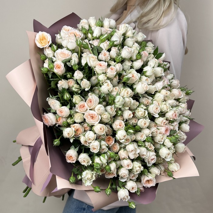 51 кустовая кремовая роза Сансер 60 см