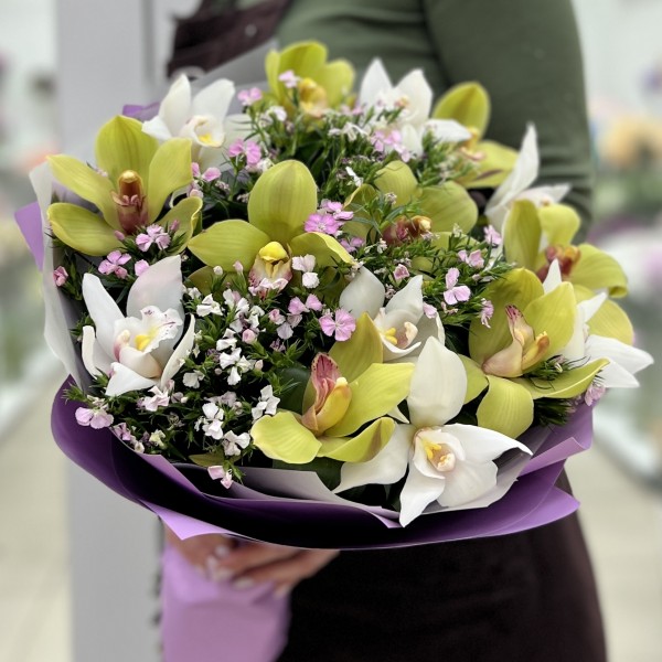 15 орхидей с диантусами