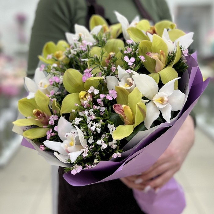 15 орхидей с диантусами