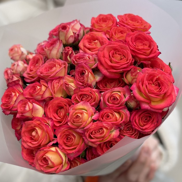 11 кустовых оранжево-жёлтых роз Саммер Дэнс