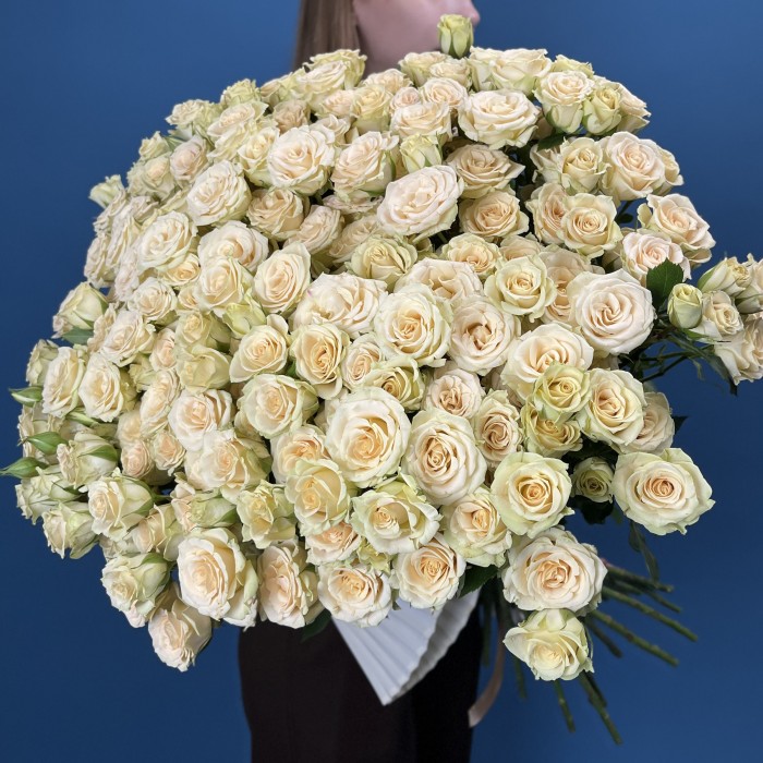 25 кустовых роз Тринити 80 см