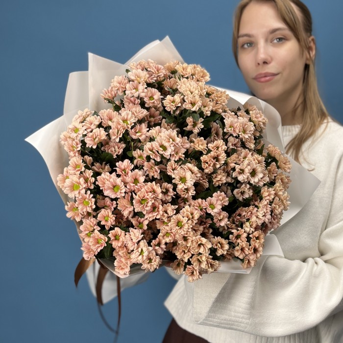 25 кустовых хризантем Капуцино