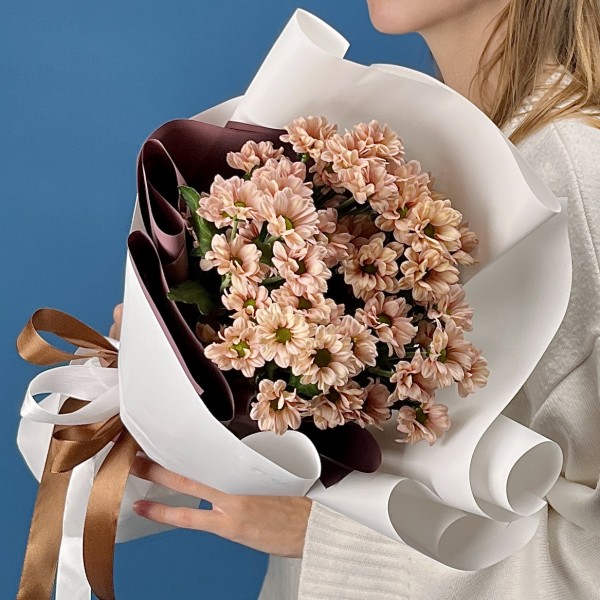 5 кустовых хризантем Капуцино