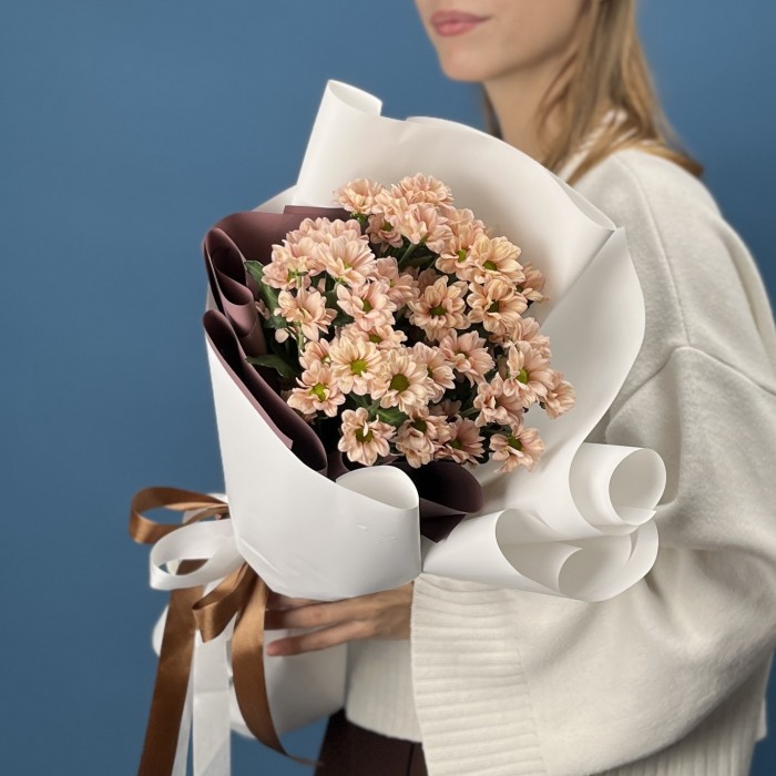 5 кустовых хризантем Капуцино