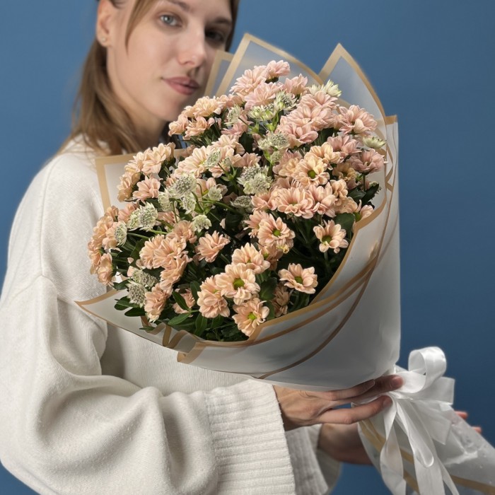 9 кустовых хризантем Капуцино