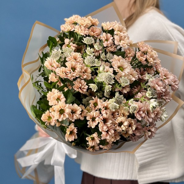 9 кустовых хризантем Капуцино