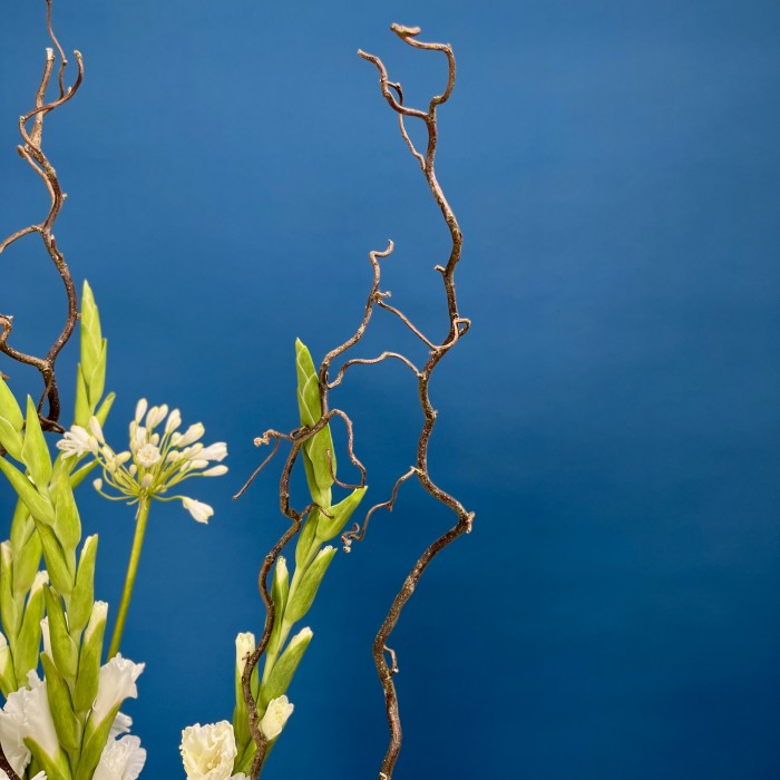 Настольная композиция с гладиолусами Белый Джаз