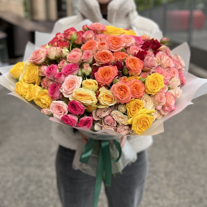 45 кустовых роз MIX