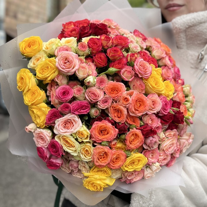 45 кустовых роз MIX