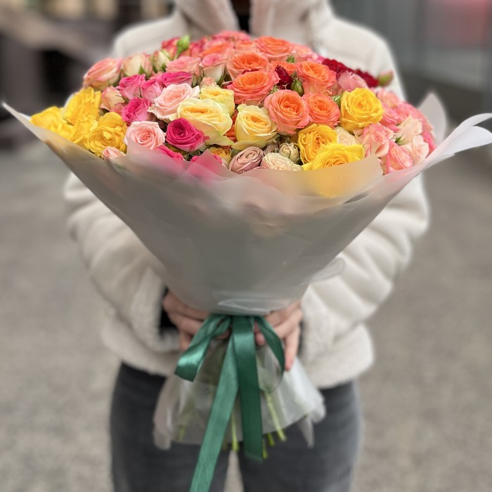 45 кустовых роз MIX