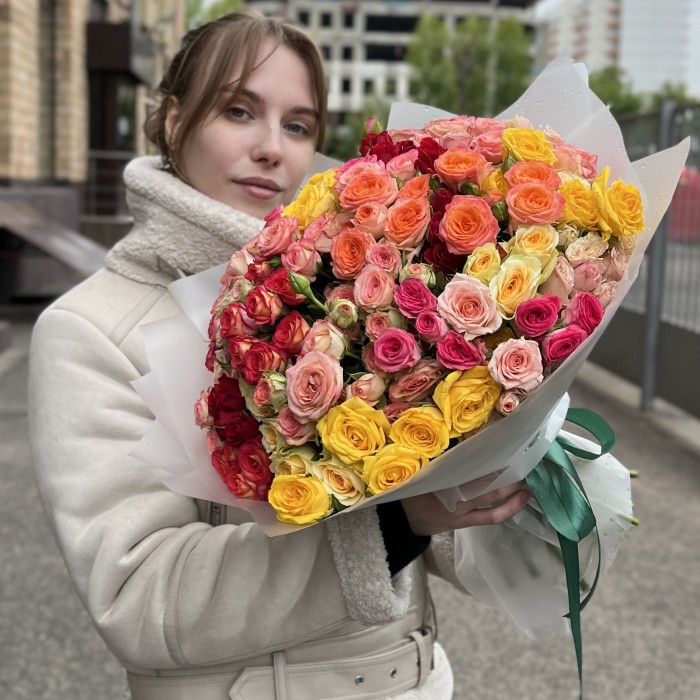 45 кустовых роз MIX