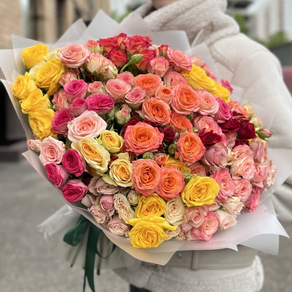 45 кустовых роз MIX