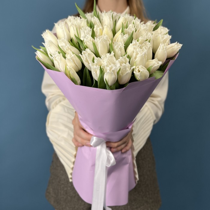 51 махровый белый тюльпан