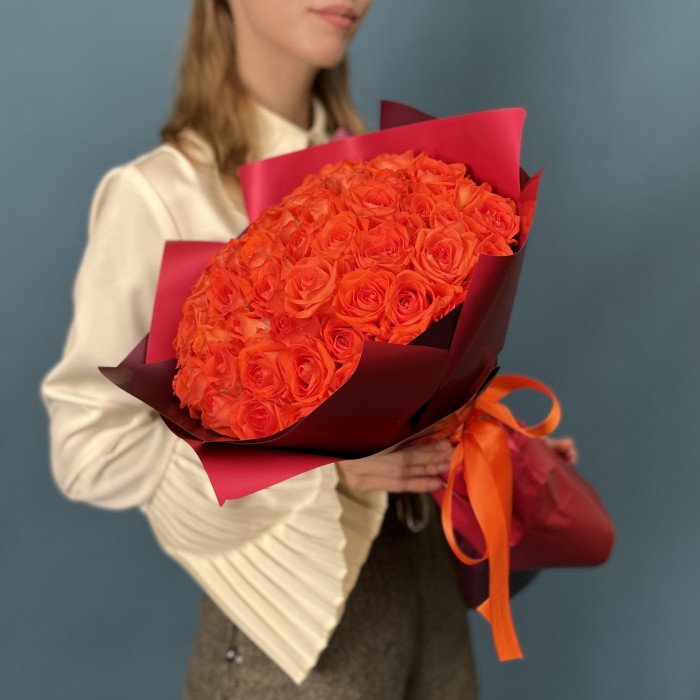 51 оранжевая Роза копакабана 40 см